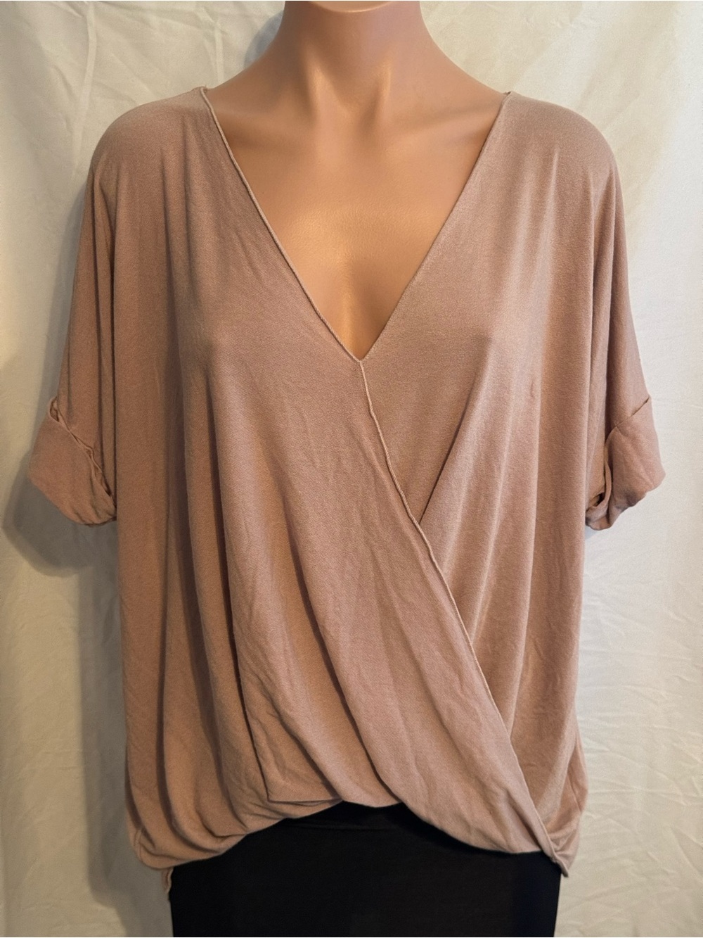 Blush Surplice V-Neck Draped High Low Top